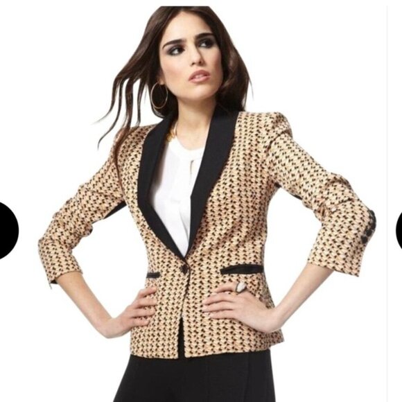 BCBGMaxAzria Sur Geometric Print Tuxedo Collar Blazer - Picture 2 of 7